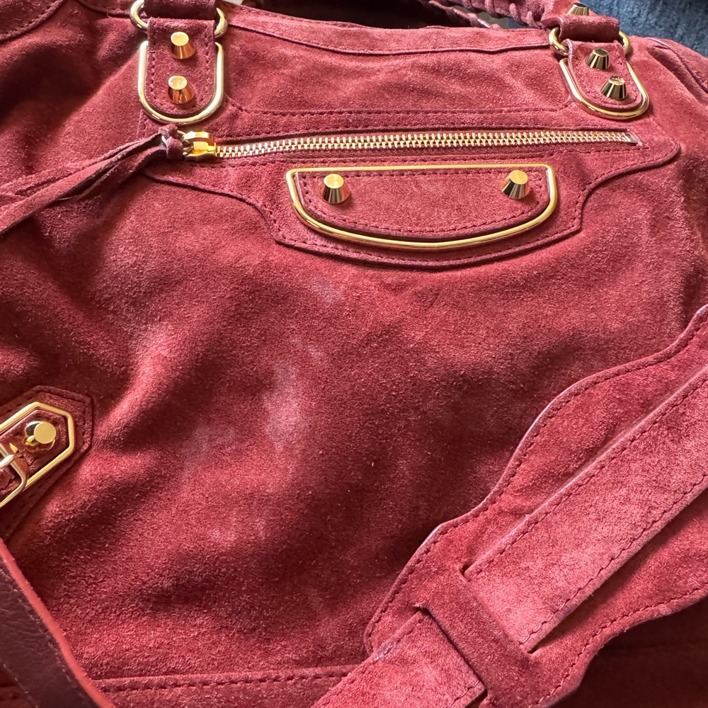 Balenciaga city bag Brick Red Suede Shoulder Bag with Gold Hardware - Picture 8 of 11